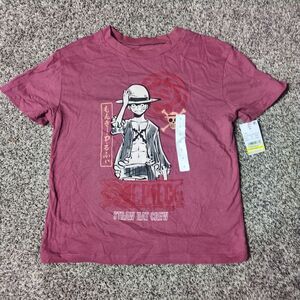 One Piece T-Shirt Boy's Small Luffy Character Sketch Short Sleeve Graphic Top